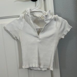 Deep V neck Cropped Collared shirt